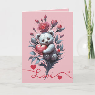 Valentine's Day with Rich Teddy Bear Holiday Card