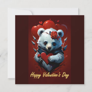 Valentine's Day with Rich Teddy Bear Holiday Card