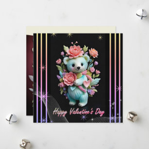 Valentine's Day with Rich Teddy Bear Holiday Card