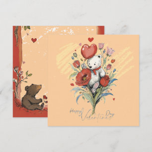 Valentine's Day with Rich Teddy Bear Holiday Card