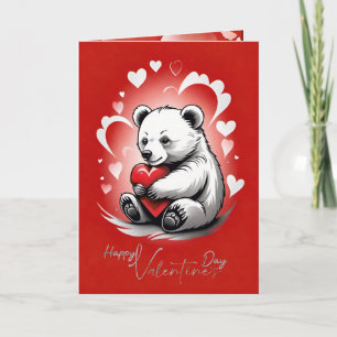 Valentine's Day with Rich Teddy Bear Holiday Card