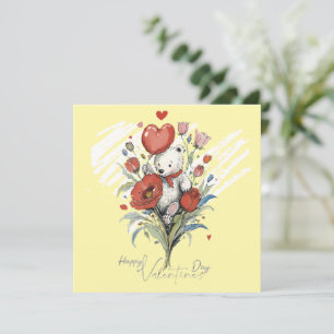 Valentine's Day with Rich Teddy Bear Holiday Card