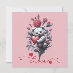 Valentine's Day with Rich Teddy Bear Holiday Card