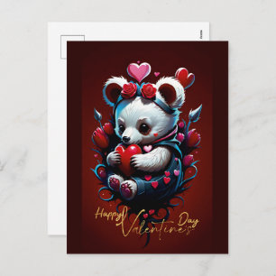 Valentine's Day with Rich Teddy Bear Holiday Postcard