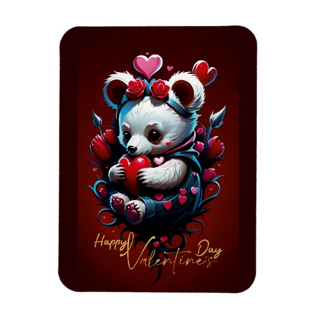 Valentine's Day with Rich Teddy Bear Magnet (Vertical)