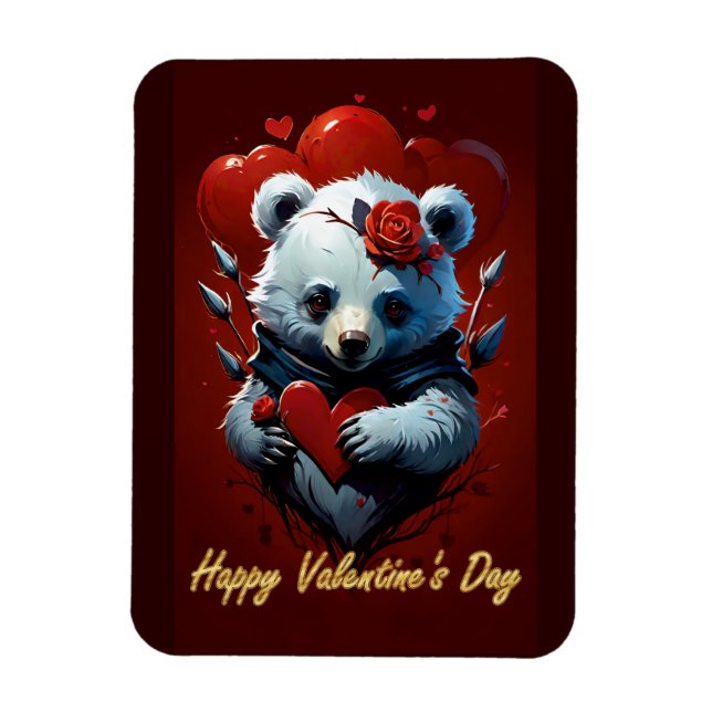 Valentine's Day with Rich Teddy Bear Magnet (Vertical)