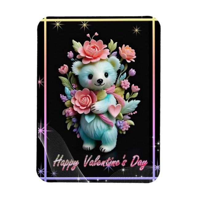 Valentine's Day with Rich Teddy Bear Magnet (Vertical)