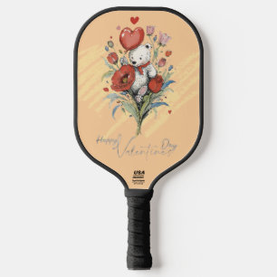 Valentine's Day with Rich Teddy Bear Pickleball Paddle