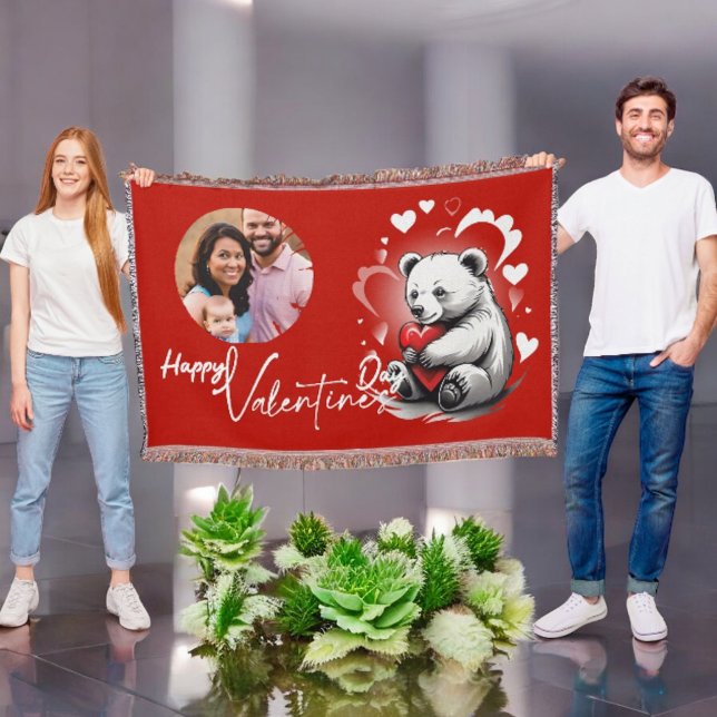 Valentine's Day with Rich Teddy Bear Throw Blanket (Creator Uploaded)