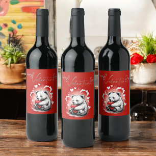 Valentine's Day with Rich Teddy Bear Wine Label