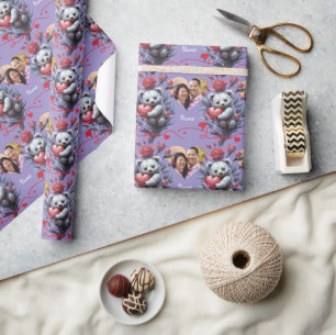 Valentine's Day with Rich Teddy Bear Wrapping Paper