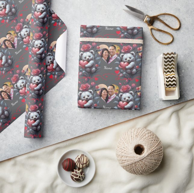 Valentine's Day with Rich Teddy Bear Wrapping Paper (Crafts)