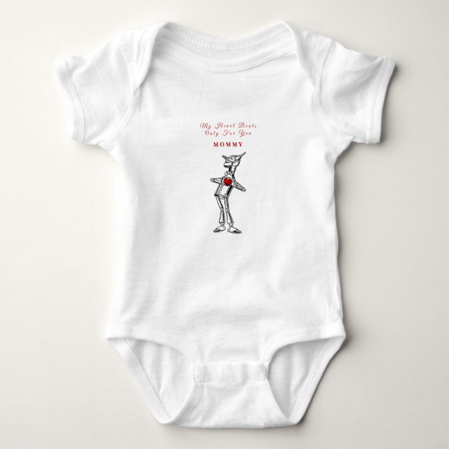  Valentine's Day Wizard of Oz Tin Man Red Heart Baby Bodysuit (Front)