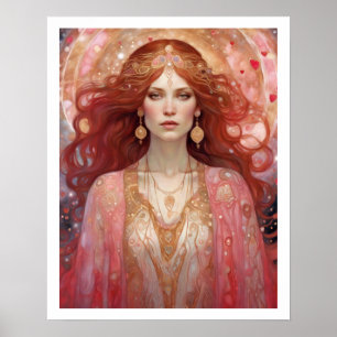 Valentine's Day Woman Art Deco redhead Print