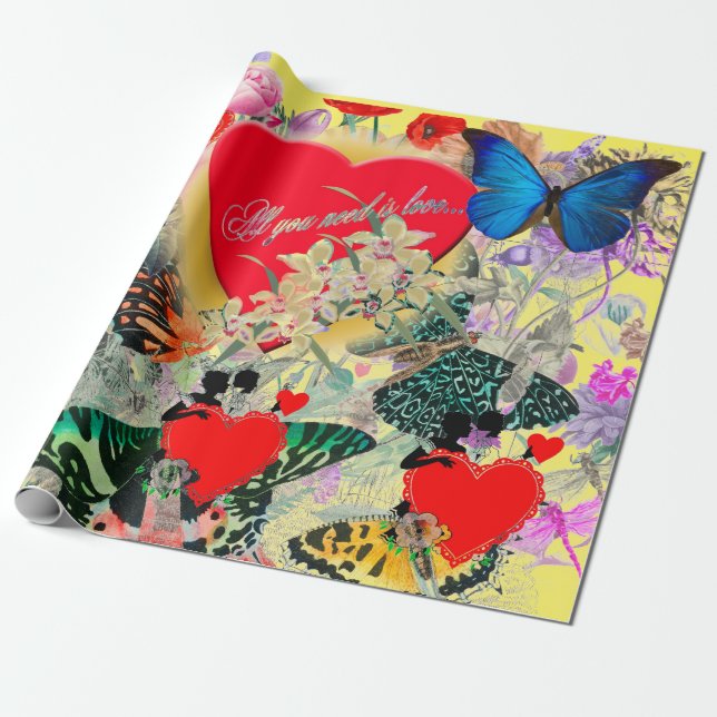 Valentine's Day Wrapping Paper (Unrolled)