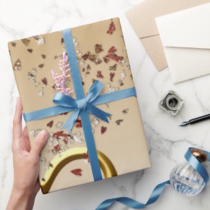 Valentine's Day Wrapping Paper Gold Heart
