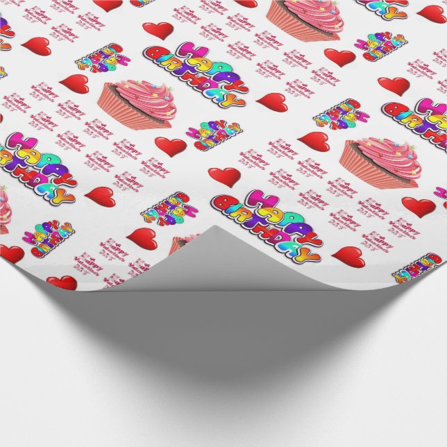 Valentine's Day Wrapping Paper Happy Birthday (Corner)