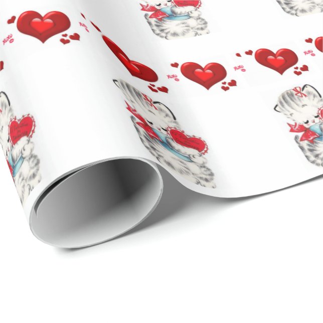 Valentine's Day Wrapping Paper Kitten (Roll Corner)