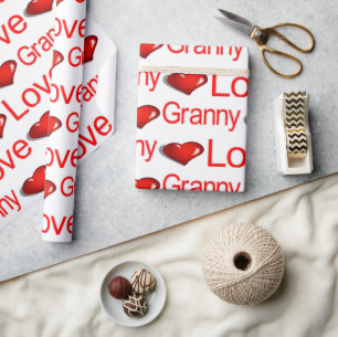 Valentine's Day Wrapping Paper Love Granny Hearts
