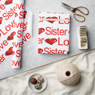 Valentine's Day Wrapping Paper Love Sister Hearts