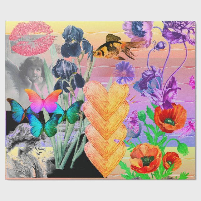 Valentine's Day WRAPPING PAPER ORIGINAL COLLAGE (Flat)