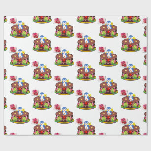 Valentine's Day Wrapping Paper Penguin Hearts