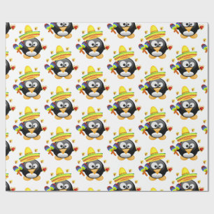 Valentine's Day Wrapping Paper Penguin Sombrero