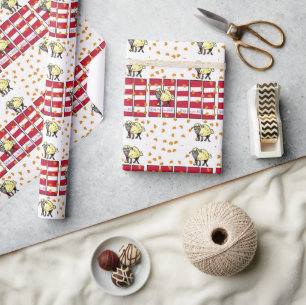 Valentine's Day Wrapping Paper Sheep Hearts