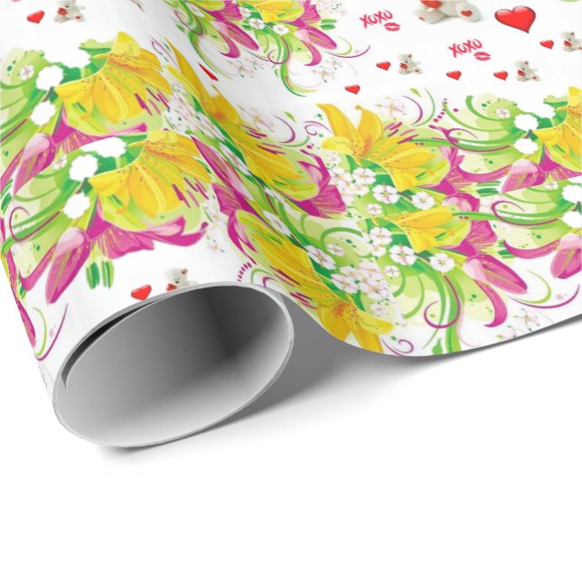 Valentine's Day Wrapping Paper Teddy Bear (Roll Corner)