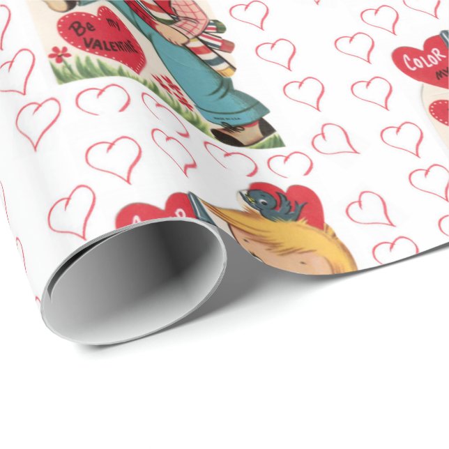 Valentine's Day Wrapping Paper Vintage (Roll Corner)