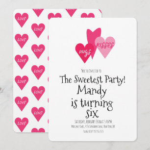 Valentines Day XOXO Hugs Kisses Heart Party Invitation