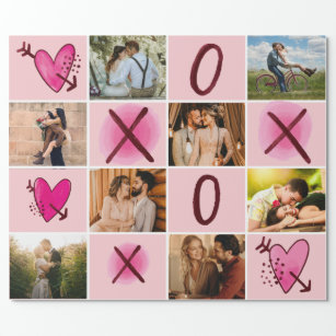 Valentine's Day XOXO Photo Collage Wrapping Paper