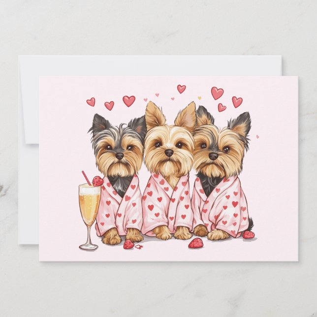Valentines Day Yorkie Dogs Holiday Card (Front)