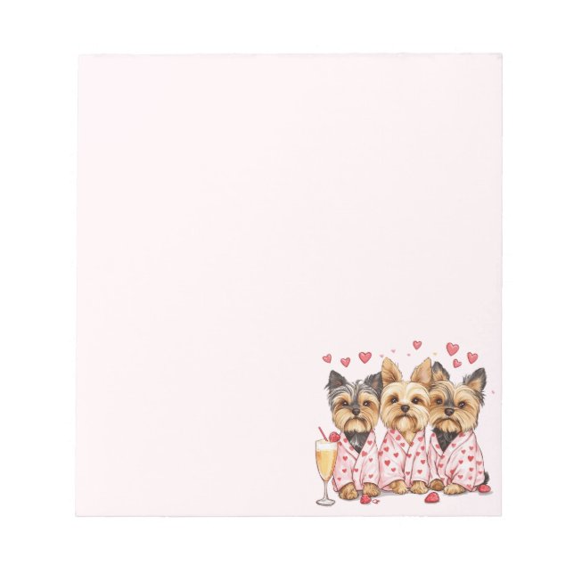 Valentines Day Yorkie Dogs Notepad (Front)