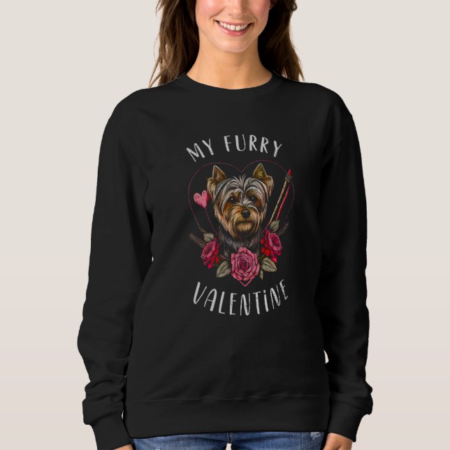 Valentine's day Yorkshire Terrier Dog Valentine Sweatshirt (Front)