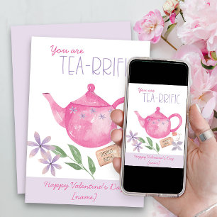 Valentine's Day You are Terrific Pun Pretty Teapot Holiday Card