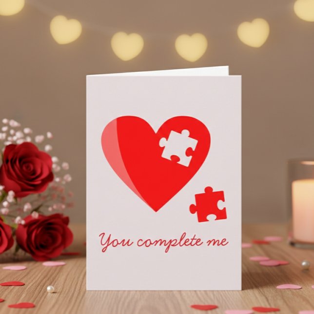 Valentine's Day You Complete Me Puzzle Heart Holiday Card (Creator Uploaded)