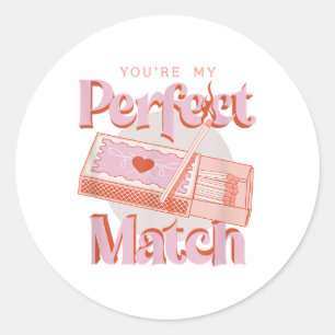 Valentines Day Youre My Perfect Match Spark Flame  Classic Round Sticker