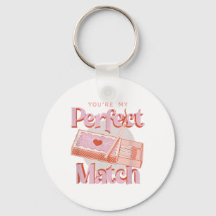 Valentines Day Youre My Perfect Match Spark Flame Key Ring
