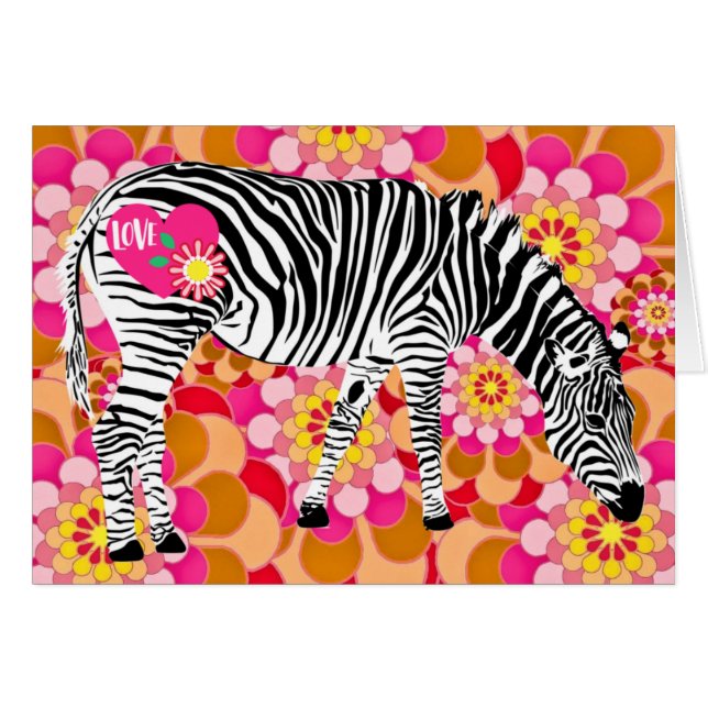 Valentine's Day Zebra with Mod Vintage Flowers (Front Horizontal)