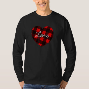 Valentine's Days Buffalo Plaid Hear Men Women T-Shirt