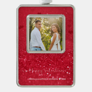 Valentines DayvPhoto Red Glitter Photo Ornament
