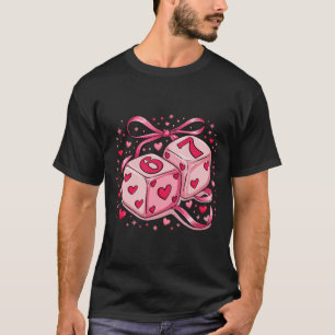Valentines Dice 6 7 Six Seven Meme Coquette Bow Wo T-Shirt