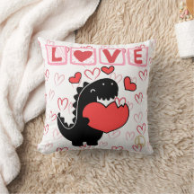 Valentine's Dino Love1 Square Throw Pillow 16x16