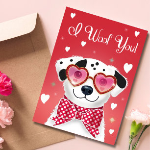 Valentine's Dog with Heart Sunglasses Holiday Card