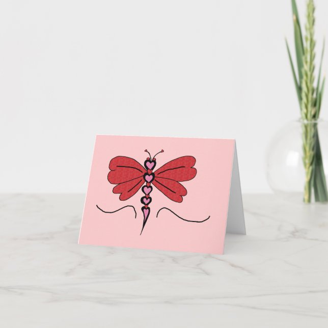 Valentines Dragonfly blank note card (Front)