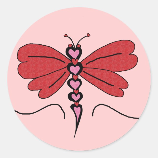 Valentines Dragonfly stickers (Front)