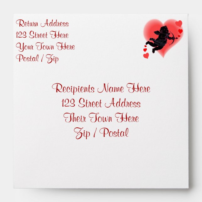 Valentine's Envelopes Personalised Cupid Envelopes (Front)