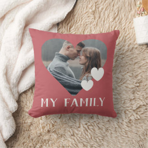 Valentines Family Heart Custom Personalised Photo Cushion