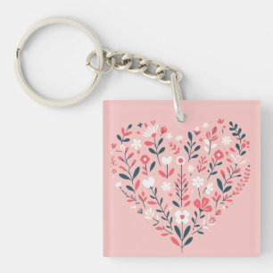 Valentine's Floral heart Key Ring